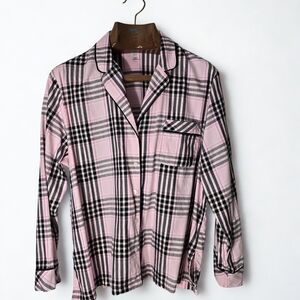 Victoria's Secret Pink and Black Plaid Pajama Top